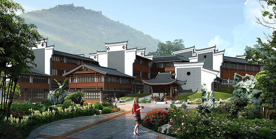 旅游景區仿古商業街設計圖片