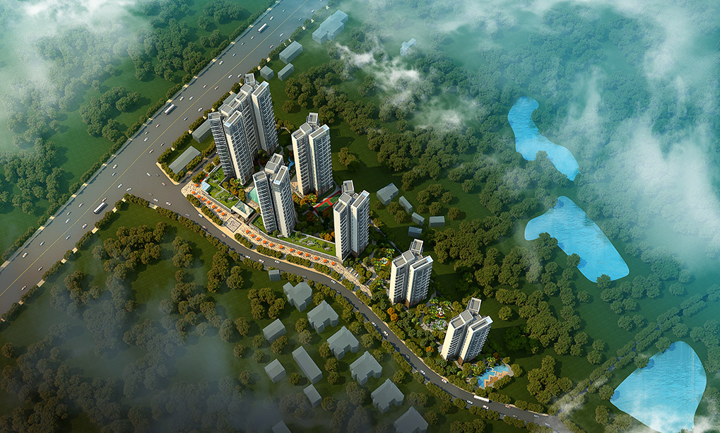 小區建筑規劃設計鳥瞰圖